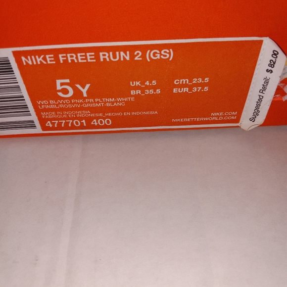 Juniors Girls NIKE FREE RUN 2 White Trainers 477701 400 size 5 - Picture 6 of 6